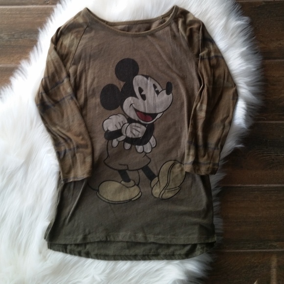 Disney Tops - 3/$20 Disney Mickey Mouse Green Camo 3/4 Tee